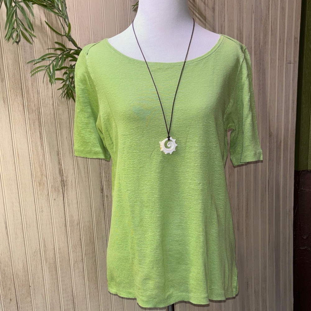 J. Jill Spring Green Short Sleeve Linen Top, EUC, Small, Cool & Comfortable